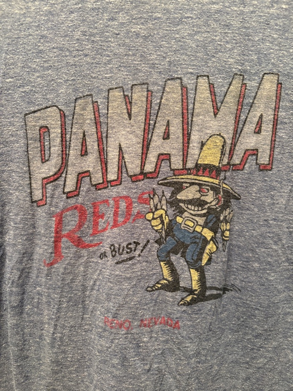 Panama Reds Vintage Graphic Tee Gray with Red & Yellow Print Reno Nevada unisex